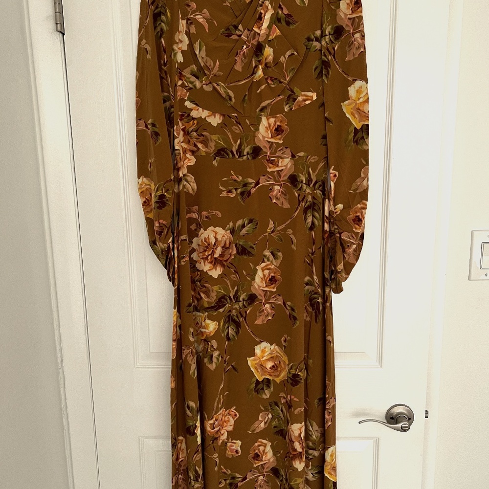 Zimmerman LONG SLEEVE MUSTARD FLORAL MIDI DRESS